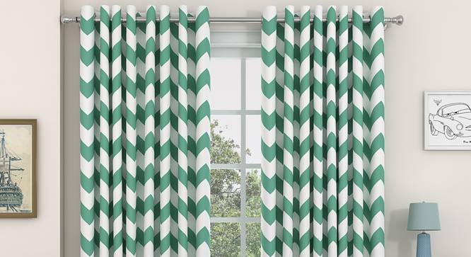 Chevron Window Curtains - Set Of 2 (112 x 152 cm  (44" x 60") Curtain Size, Light Green) by Urban Ladder - Design 1 Details - 325368