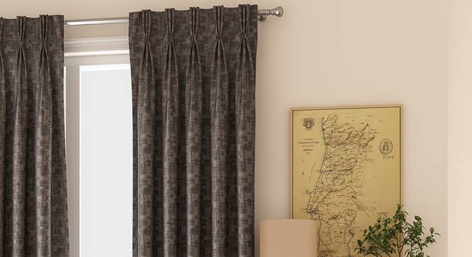 Arezzo Door Curtains - Set Of 2 (112 x 213 cm  (44" x 84") Curtain Size, SLATE) by Urban Ladder - Design 1 Full View - 325486