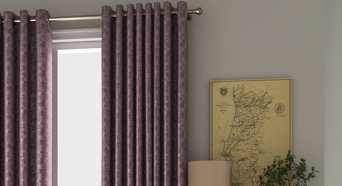 Arezzo Window Curtains - Set Of 2 (112 x 152 cm  (44" x 60") Curtain Size, Heather) by Urban Ladder - Design 1 Full View - 325837