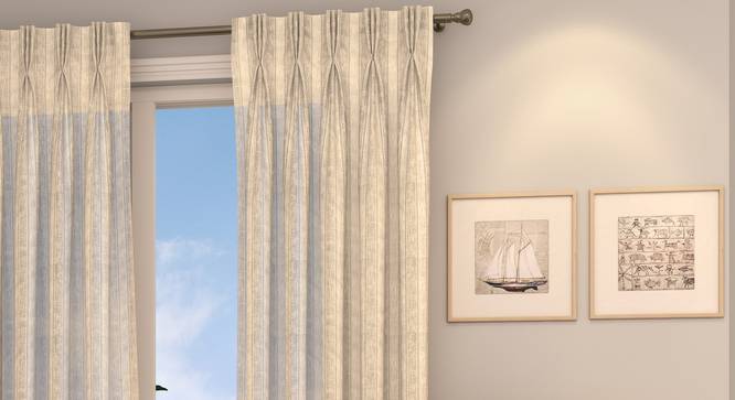Rustic Sheer Window Curtains - Set Of 2 (Cream, 112 x 152 cm  (44" x 60") Curtain Size) by Urban Ladder - Design 1 Full View - 325861