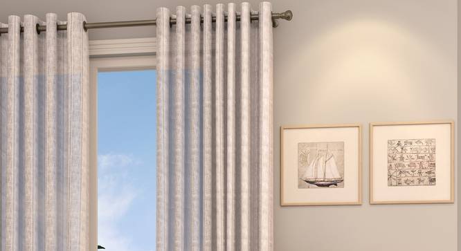 Rustic Sheer Door Curtains - Set Of 2 (Ivory, 112 x 213 cm  (44" x 84") Curtain Size) by Urban Ladder - Design 1 Full View - 325873