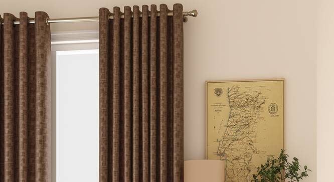 Arezzo Door Curtains - Set Of 2 (Mocha, 112 x 213 cm  (44" x 84") Curtain Size) by Urban Ladder - Design 1 Full View - 325902