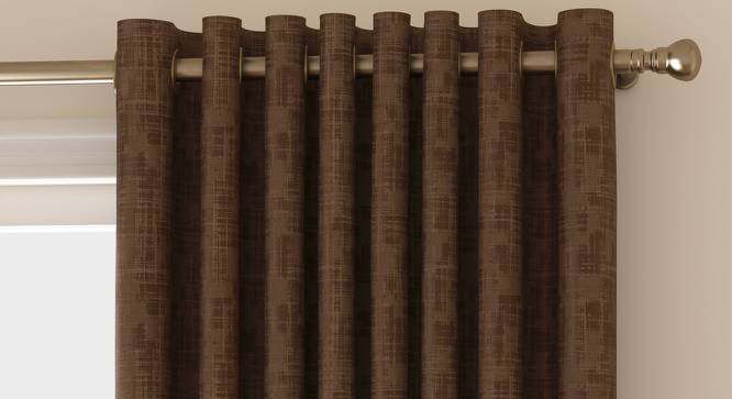 Arezzo Door Curtains - Set Of 2 (Mocha, 112 x 213 cm  (44" x 84") Curtain Size) by Urban Ladder - Front View Design 1 - 325903