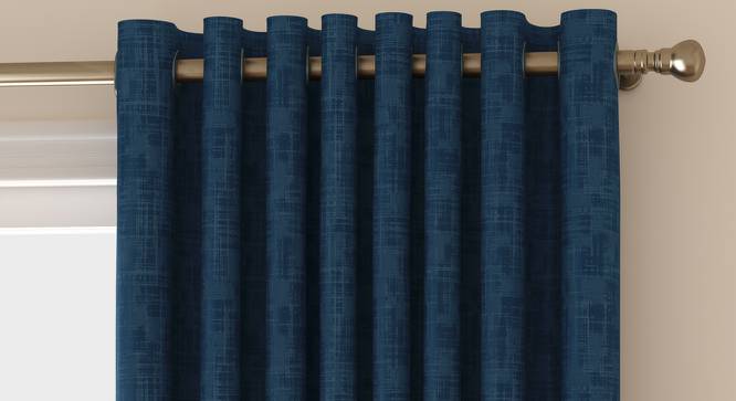 Arezzo Door Curtains - Set Of 2 (Navy Blue, 112 x 213 cm  (44" x 84") Curtain Size) by Urban Ladder - Front View Design 1 - 325921