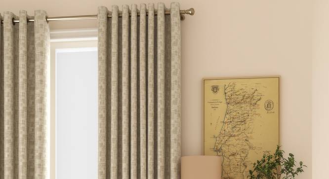 Arezzo Window Curtains - Set Of 2 (112 x 152 cm  (44" x 60") Curtain Size, OYSTER) by Urban Ladder - Design 1 Full View - 325962