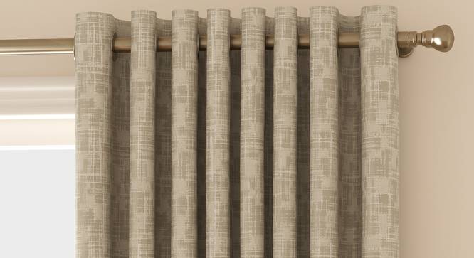 Arezzo Window Curtains - Set Of 2 (112 x 152 cm  (44" x 60") Curtain Size, OYSTER) by Urban Ladder - Front View Design 1 - 325963
