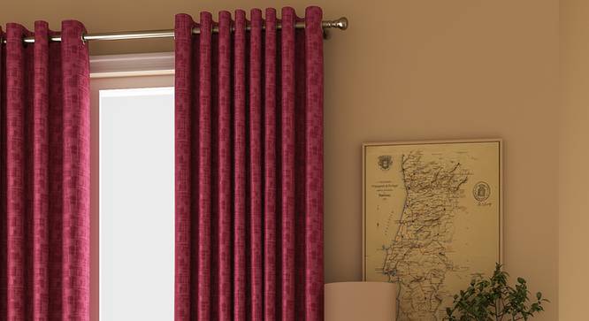 Arezzo Door Curtains - Set Of 2 (112 x 213 cm  (44" x 84") Curtain Size, PLUM) by Urban Ladder - Design 1 Full View - 325986