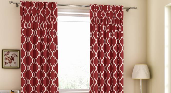 Taj Door Curtains - Set Of 2 (Brick Red, 112 x 274 cm  (44" x 108") Curtain Size) by Urban Ladder - Design 1 Full View - 326022