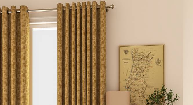 Arezzo Door Curtains - Set Of 2 (Sand, 112 x 213 cm  (44" x 84") Curtain Size) by Urban Ladder - Design 1 Full View - 326028