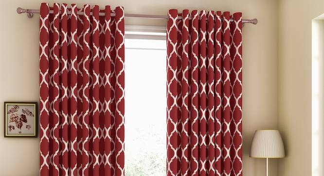 Taj Window Curtains - Set Of 2 (Brick Red, 112 x 152 cm  (44" x 60") Curtain Size) by Urban Ladder - Design 1 Full View - 326046