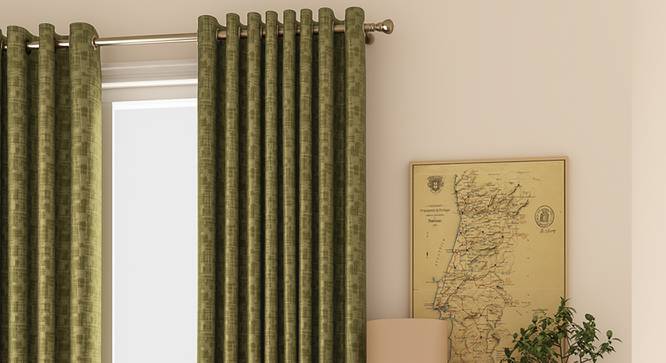 Arezzo Door Curtains - Set Of 2 (112 x 213 cm  (44" x 84") Curtain Size, SEAWEED) by Urban Ladder - Design 1 Full View - 326082