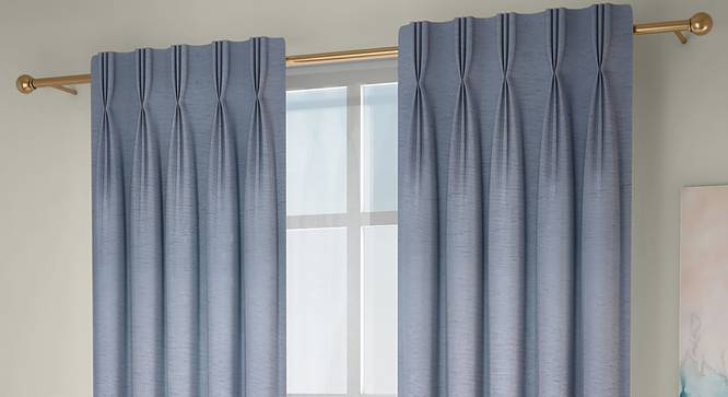 Tonino Door Curtains - Set Of 2 (Blue, 112 x 213 cm  (44" x 84") Curtain Size) by Urban Ladder - Design 1 Full View - 326136