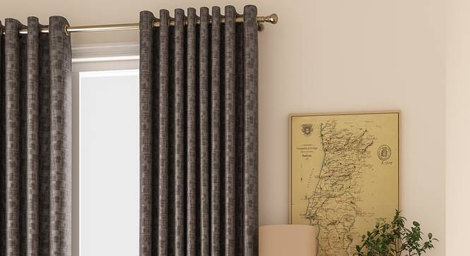 Arezzo Window Curtains - Set Of 2 (112 x 152 cm  (44" x 60") Curtain Size, SLATE) by Urban Ladder - Design 1 Full View - 326148