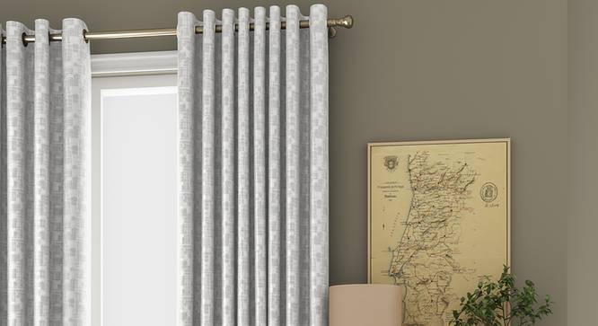 Arezzo Window Curtains - Set Of 2 (White, 112 x 152 cm  (44" x 60") Curtain Size) by Urban Ladder - Design 1 Full View - 326166