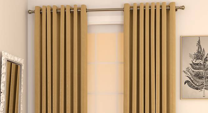 Matka Door Curtains - Set Of 2 (Beige, 112 x 213 cm  (44" x 84") Curtain Size) by Urban Ladder - Design 1 Full View - 326172