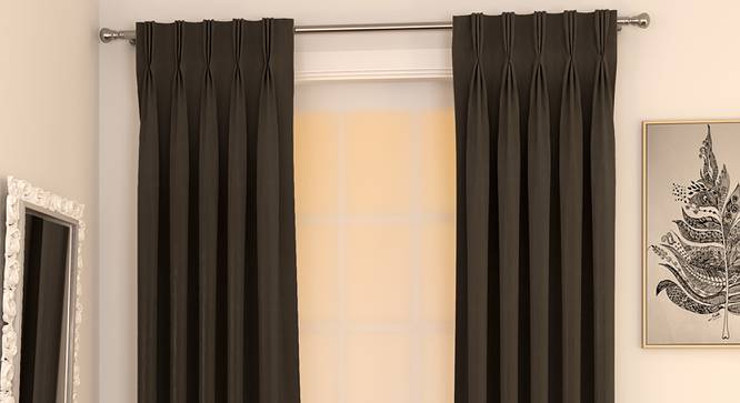 Matka Door Curtains - Set Of 2 (Brown, 112 x 213 cm  (44" x 84") Curtain Size) by Urban Ladder - Design 1 Full View - 326178
