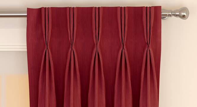 Matka Door Curtains - Set Of 2 (Crimson Red, 112 x 213 cm  (44" x 84") Curtain Size) by Urban Ladder - Front View Design 1 - 326190