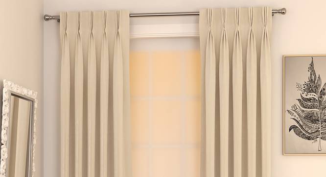 Matka Door Curtains - Set Of 2 (Cream, 112 x 213 cm  (44" x 84") Curtain Size) by Urban Ladder - Design 1 Full View - 326207