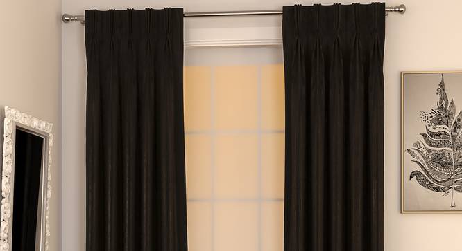 Matka Door Curtains - Set Of 2 (112 x 213 cm  (44" x 84") Curtain Size, Ebony) by Urban Ladder - Design 1 Full View - 326226
