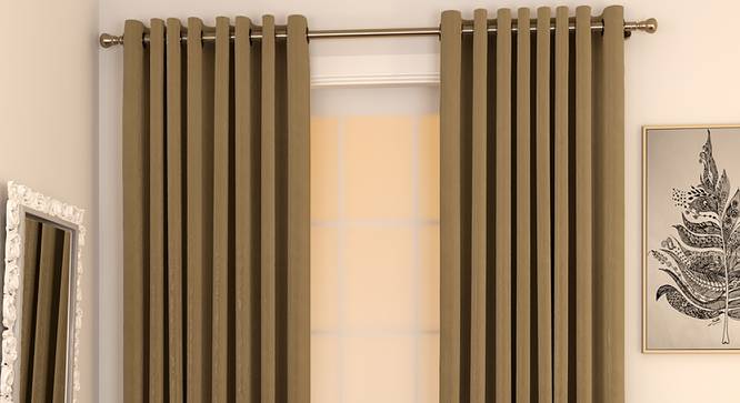 Matka Door Curtains - Set Of 2 (112 x 213 cm  (44" x 84") Curtain Size, Khaki) by Urban Ladder - Design 1 Full View - 326267
