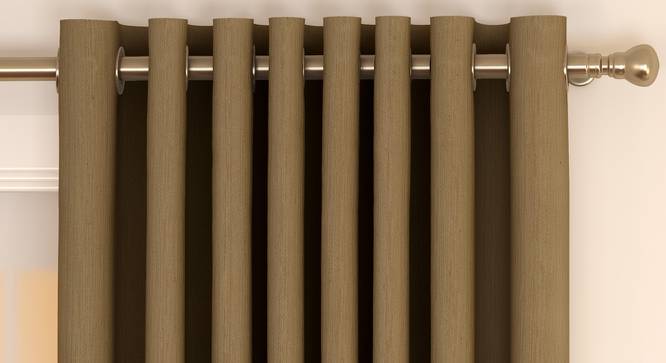 Matka Door Curtains - Set Of 2 (112 x 213 cm  (44" x 84") Curtain Size, Khaki) by Urban Ladder - Front View Design 1 - 326268