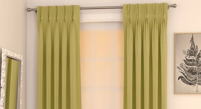 Matka Door Curtains - Set Of 2 (Lime Green, 112 x 213 cm  (44" x 84") Curtain Size) by Urban Ladder - Design 1 Full View - 326274