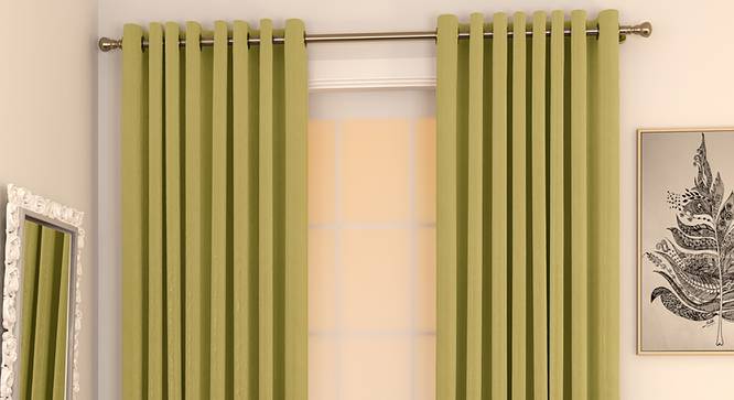 Matka Door Curtains - Set Of 2 (Lime Green, 112 x 213 cm  (44" x 84") Curtain Size) by Urban Ladder - Design 1 Full View - 326280