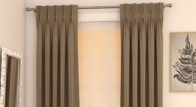 Matka Door Curtains - Set Of 2 (Mocha, 112 x 213 cm  (44" x 84") Curtain Size) by Urban Ladder - Design 1 Full View - 326298
