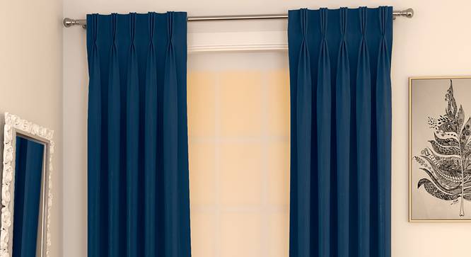 Matka Door Curtains - Set Of 2 (Navy Blue, 112 x 213 cm  (44" x 84") Curtain Size) by Urban Ladder - Design 1 Full View - 326309