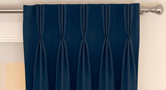 Matka Door Curtains - Set Of 2 (Navy Blue, 112 x 213 cm  (44" x 84") Curtain Size) by Urban Ladder - Front View Design 1 - 326310