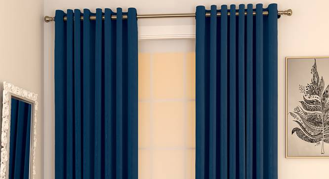 Matka Door Curtains - Set Of 2 (Navy Blue, 112 x 213 cm  (44" x 84") Curtain Size) by Urban Ladder - Design 1 Full View - 326316