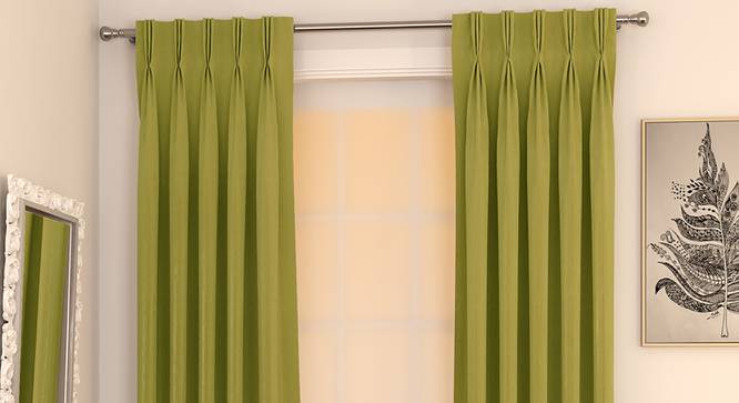 Matka Door Curtains - Set Of 2 (Olive Green, 112 x 213 cm  (44" x 84") Curtain Size) by Urban Ladder - Design 1 Full View - 326322