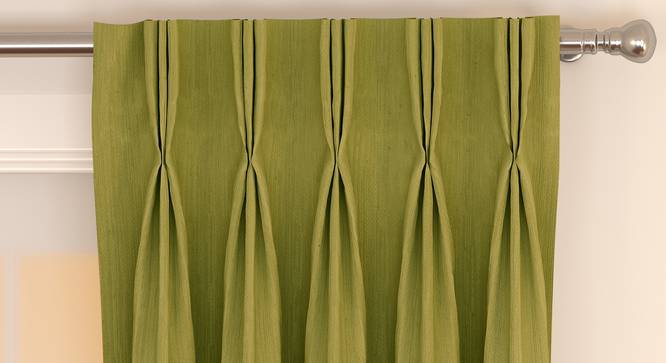 Matka Door Curtains - Set Of 2 (Olive Green, 112 x 213 cm  (44" x 84") Curtain Size) by Urban Ladder - Front View Design 1 - 326323