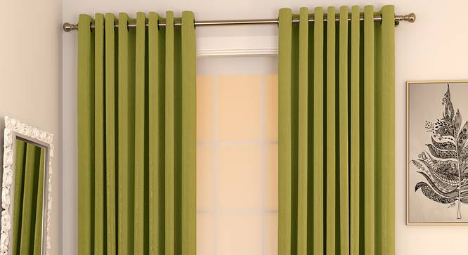 Matka Door Curtains - Set Of 2 (Olive Green, 112 x 213 cm  (44" x 84") Curtain Size) by Urban Ladder - Design 1 Full View - 326327