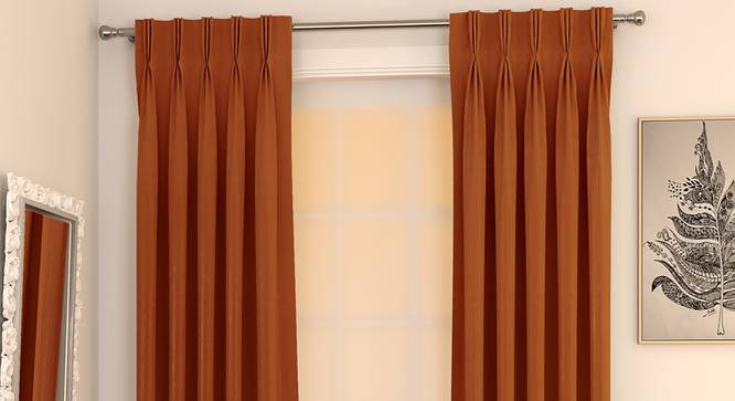 Matka Door Curtains - Set Of 2 (Orange, 112 x 213 cm  (44" x 84") Curtain Size) by Urban Ladder - Design 1 Full View - 326334