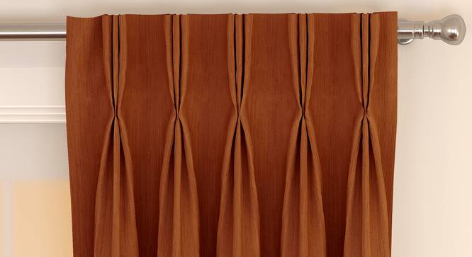 Matka Door Curtains - Set Of 2 (Orange, 112 x 213 cm  (44" x 84") Curtain Size) by Urban Ladder - Front View Design 1 - 326335