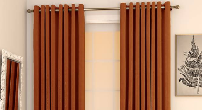 Matka Door Curtains - Set Of 2 (Orange, 112 x 213 cm  (44" x 84") Curtain Size) by Urban Ladder - Design 1 Full View - 326340