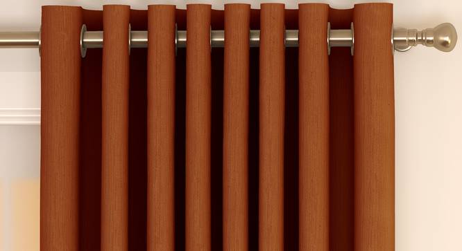 Matka Door Curtains - Set Of 2 (Orange, 112 x 213 cm  (44" x 84") Curtain Size) by Urban Ladder - Front View Design 1 - 326341