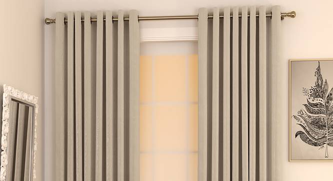 Matka Door Curtains - Set Of 2 (Stone, 112 x 213 cm  (44" x 84") Curtain Size) by Urban Ladder - Design 1 Full View - 326358