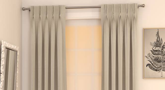 Matka Door Curtains - Set Of 2 (Stone, 112 x 213 cm  (44" x 84") Curtain Size) by Urban Ladder - Design 1 Full View - 326364