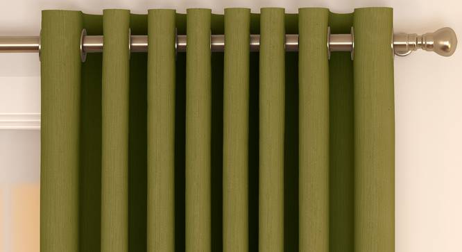 Matka Door Curtains - Set Of 2 (Olive Green, 112 x 274 cm  (44" x 108") Curtain Size) by Urban Ladder - Front View Design 1 - 326533