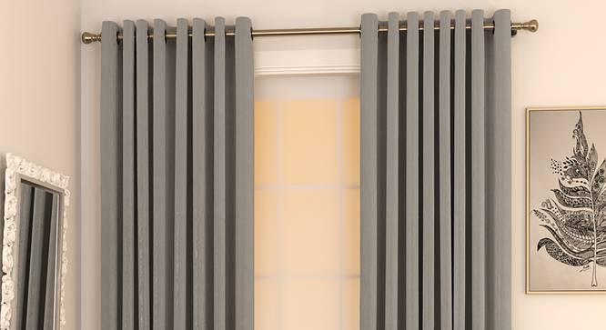 Matka Door Curtains - Set Of 2 (112 x 274 cm  (44" x 108") Curtain Size, SLATE) by Urban Ladder - Design 1 Full View - 326556