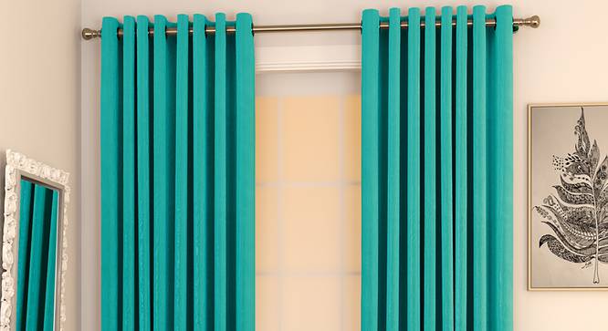 Matka Door Curtains - Set Of 2 (Turquoise, 112 x 274 cm  (44" x 108") Curtain Size) by Urban Ladder - Design 1 Full View - 326597