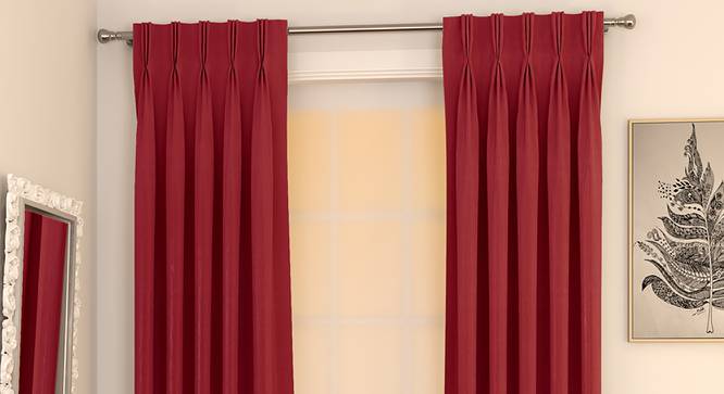 Matka Window Curtains - Set Of 2 (Crimson Red, 112 x 152 cm  (44" x 60") Curtain Size) by Urban Ladder - Design 1 Full View - 326600