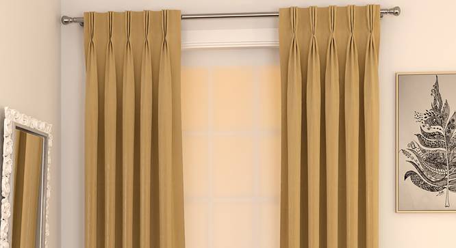 Matka Window Curtains - Set Of 2 (Beige, 112 x 152 cm  (44" x 60") Curtain Size) by Urban Ladder - Design 1 Full View - 326608