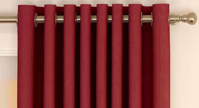 Matka Window Curtains - Set Of 2 (Crimson Red, 112 x 152 cm  (44" x 60") Curtain Size) by Urban Ladder - Front View Design 1 - 326626
