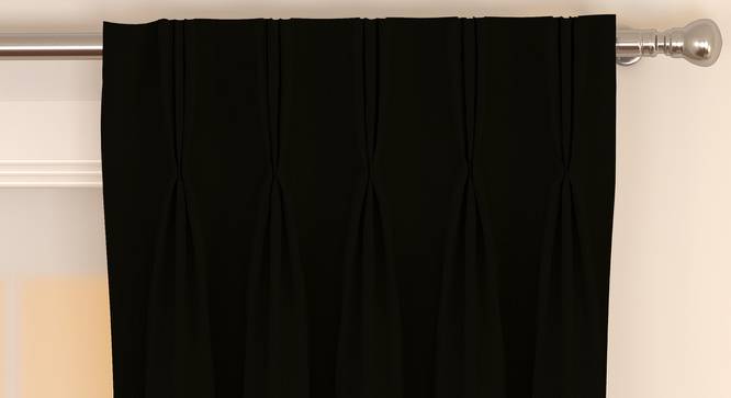 Matka Window Curtains - Set Of 2 (112 x 152 cm  (44" x 60") Curtain Size, Ebony) by Urban Ladder - Front View Design 1 - 326635