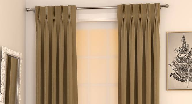 Matka Window Curtains - Set Of 2 (112 x 152 cm  (44" x 60") Curtain Size, Khaki) by Urban Ladder - Design 1 Full View - 326719