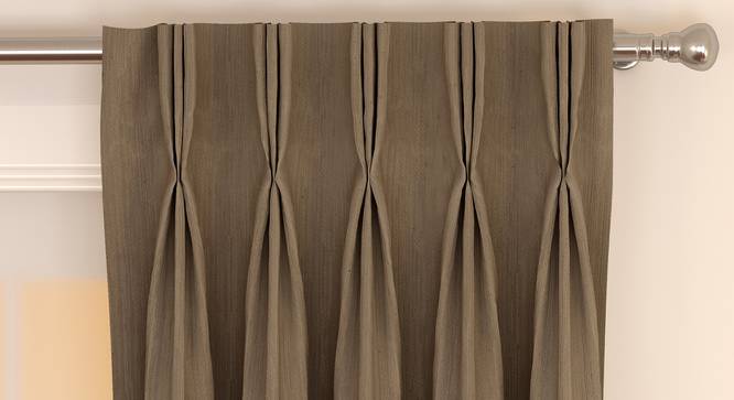 Matka Window Curtains - Set Of 2 (Mocha, 112 x 152 cm  (44" x 60") Curtain Size) by Urban Ladder - Front View Design 1 - 326776