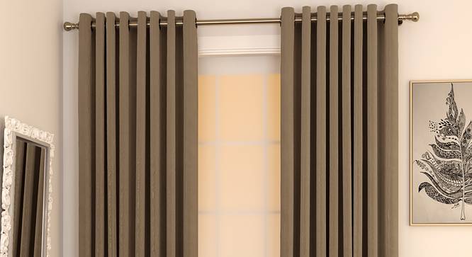 Matka Window Curtains - Set Of 2 (Mocha, 112 x 152 cm  (44" x 60") Curtain Size) by Urban Ladder - Design 1 Full View - 326781